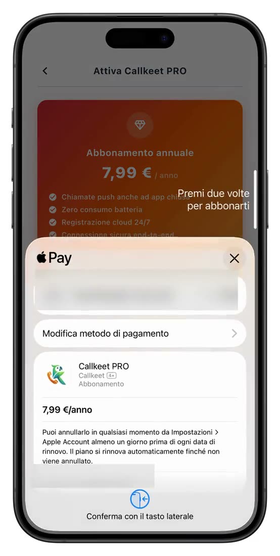 Attivare le notifiche push con CallKeet Pro su iPhone