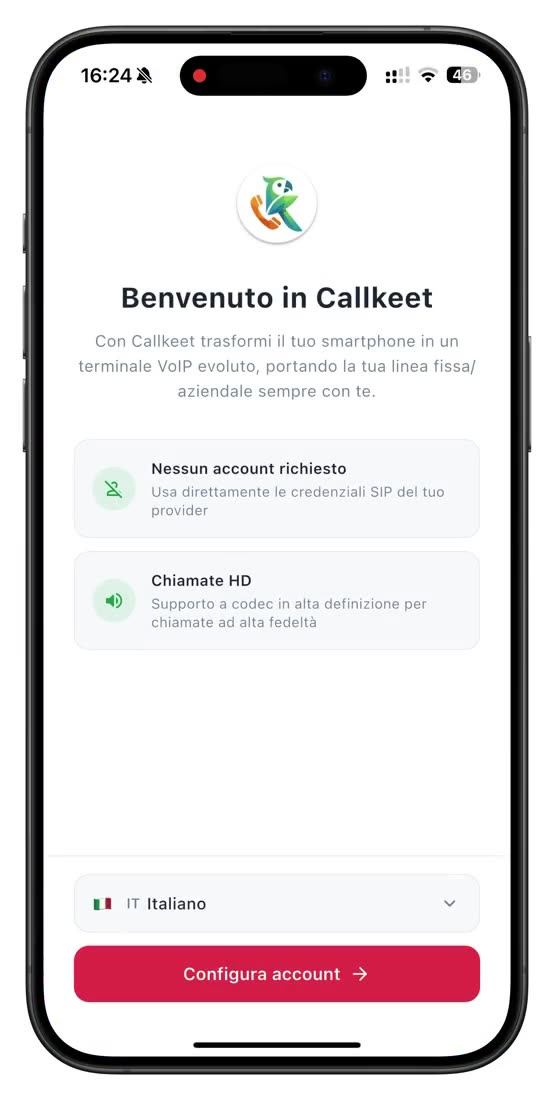 Scaricare e avviare l'app CallKeet su iPhone