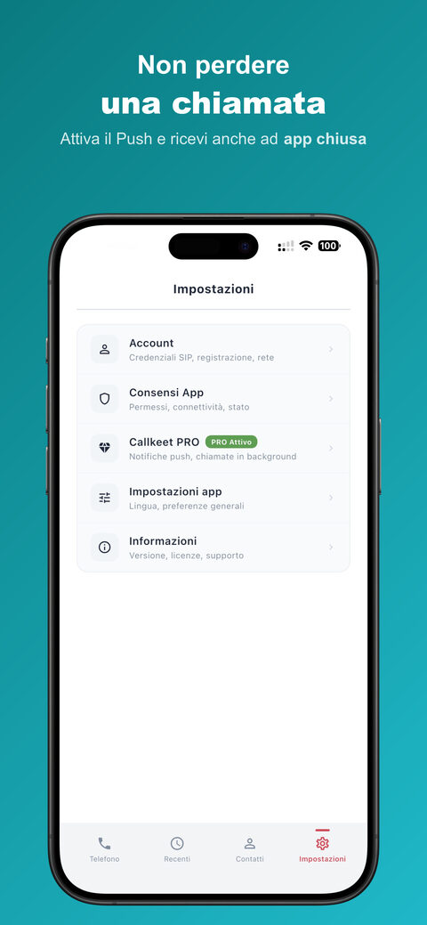 CallKeet app settings