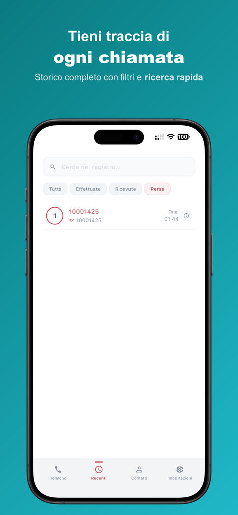 Recent calls history with filters